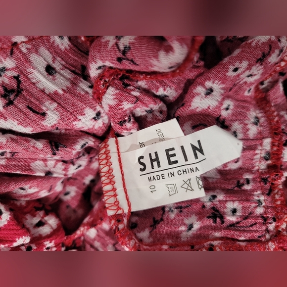 Shein L Floral Sundress Elastic Smocked Spaghetti Strap Zipper Back - Picture 4 of 5